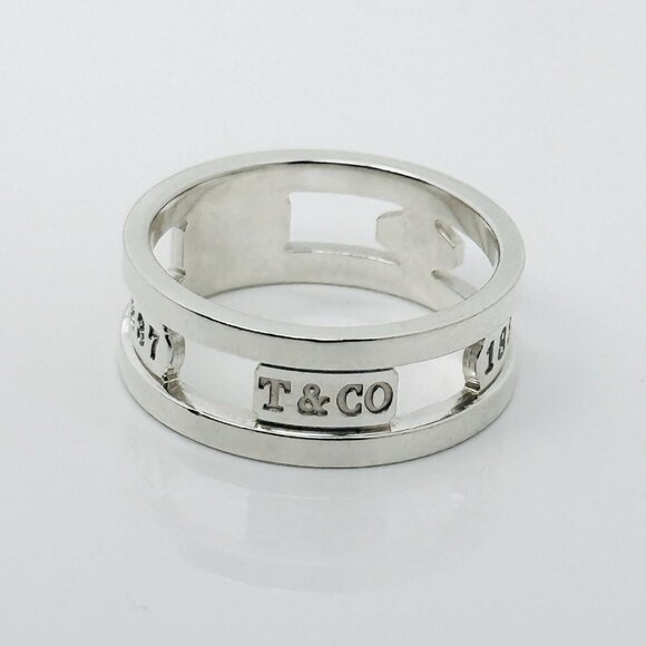 Size 12.5 Tiffany & Co 1837 Cutout Ring Stencil Open Mens Band Unisex - Picture 1 of 7